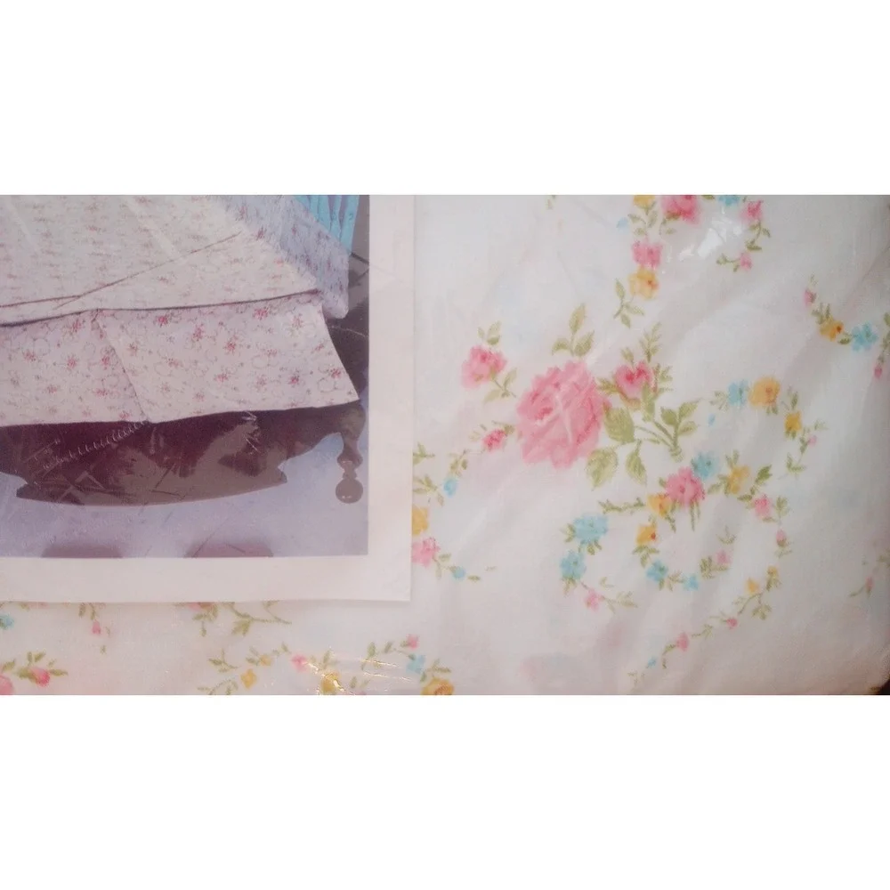 NOS Cannon Full Flat Sheet Roses‎ Floral Monticello Deadstock